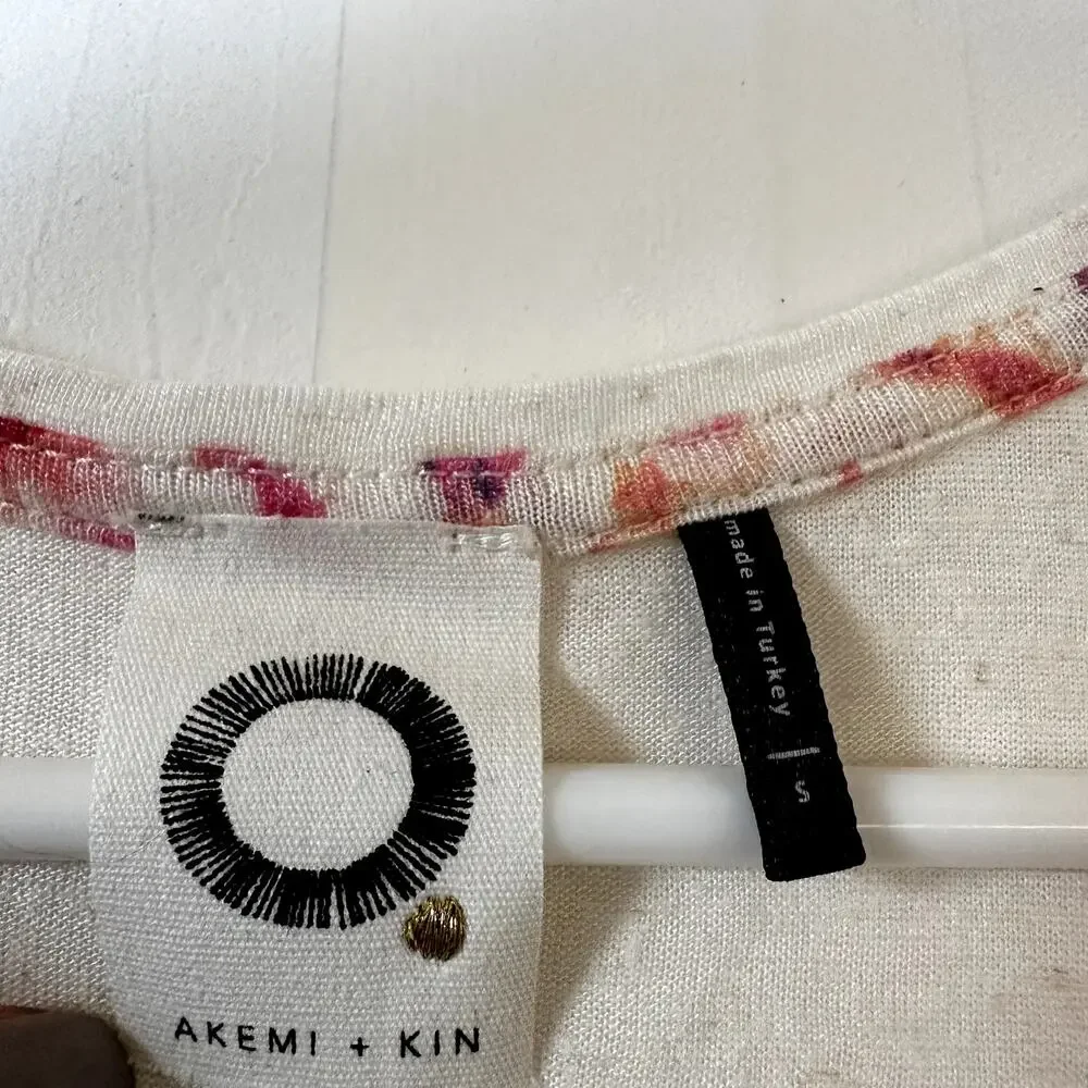 Akemi + Kin Caicos Tank Top Scoop Neck Sleeveless Floral Diamond Pattern Pink S